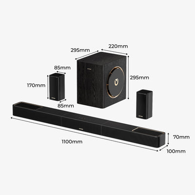 5.1.2Ch Dolby Atmos Soundbar with Subwoofer & 2 Surround Speakers – BT 5.4, HDMI eARC