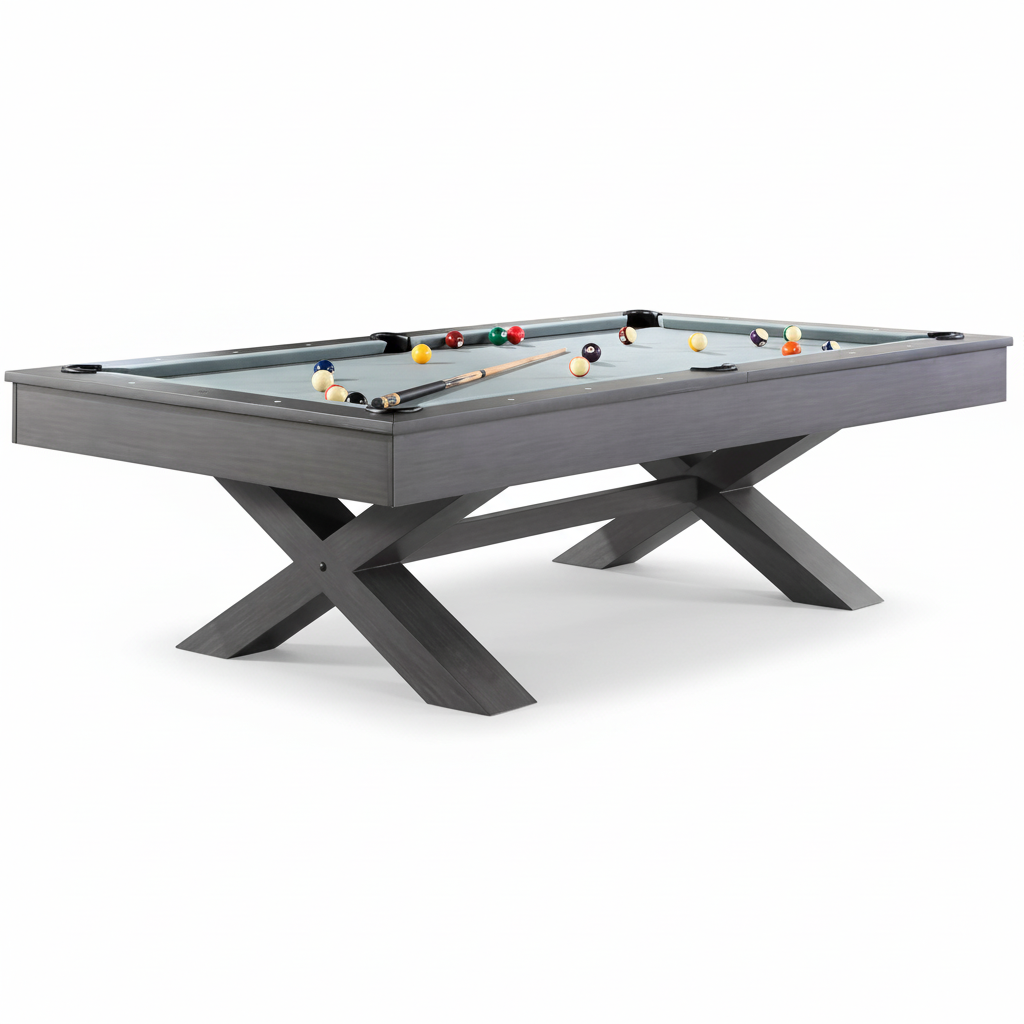 Modern Solid Wood 8 Ft Pool Table – Gray