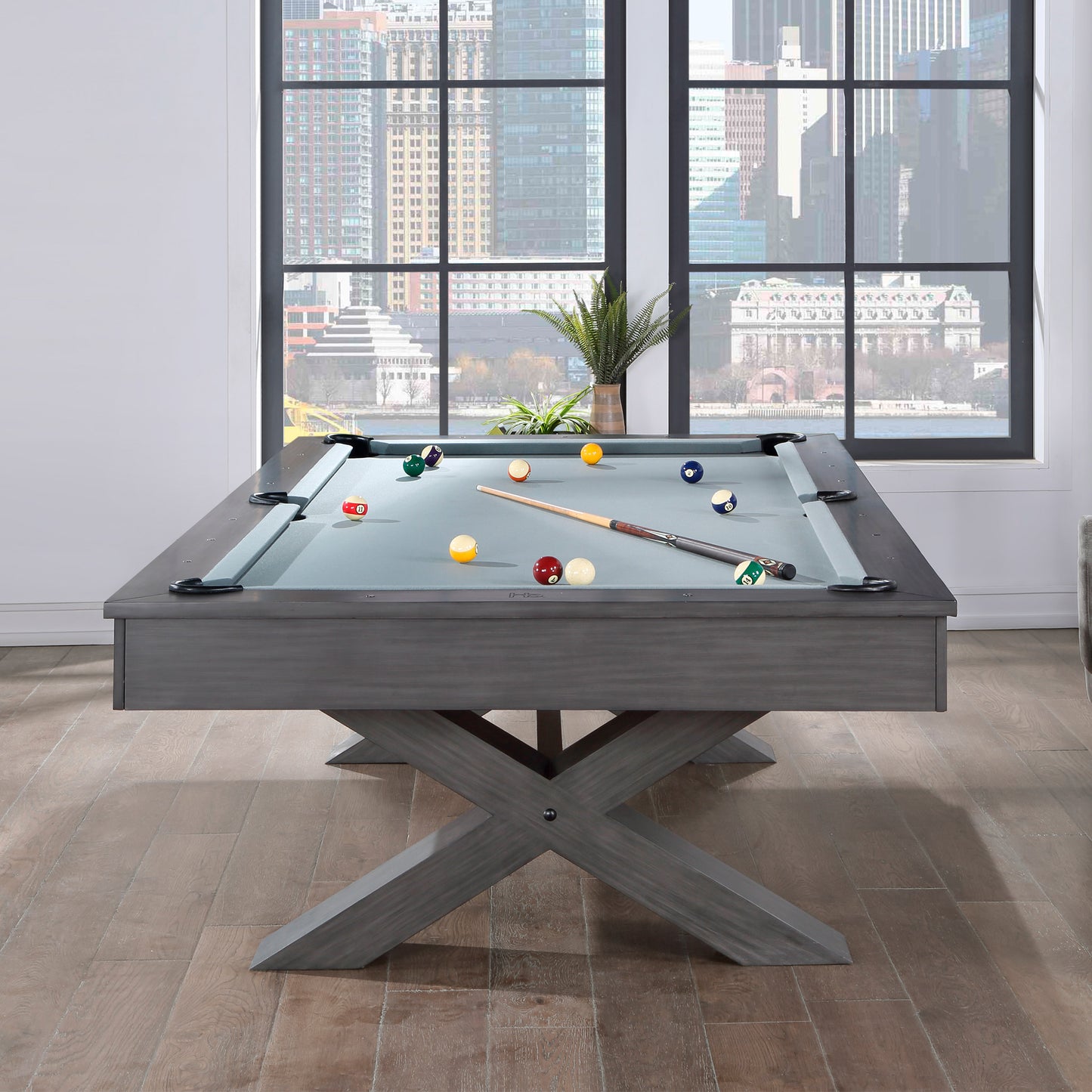 Modern Solid Wood 8 Ft Pool Table – Gray