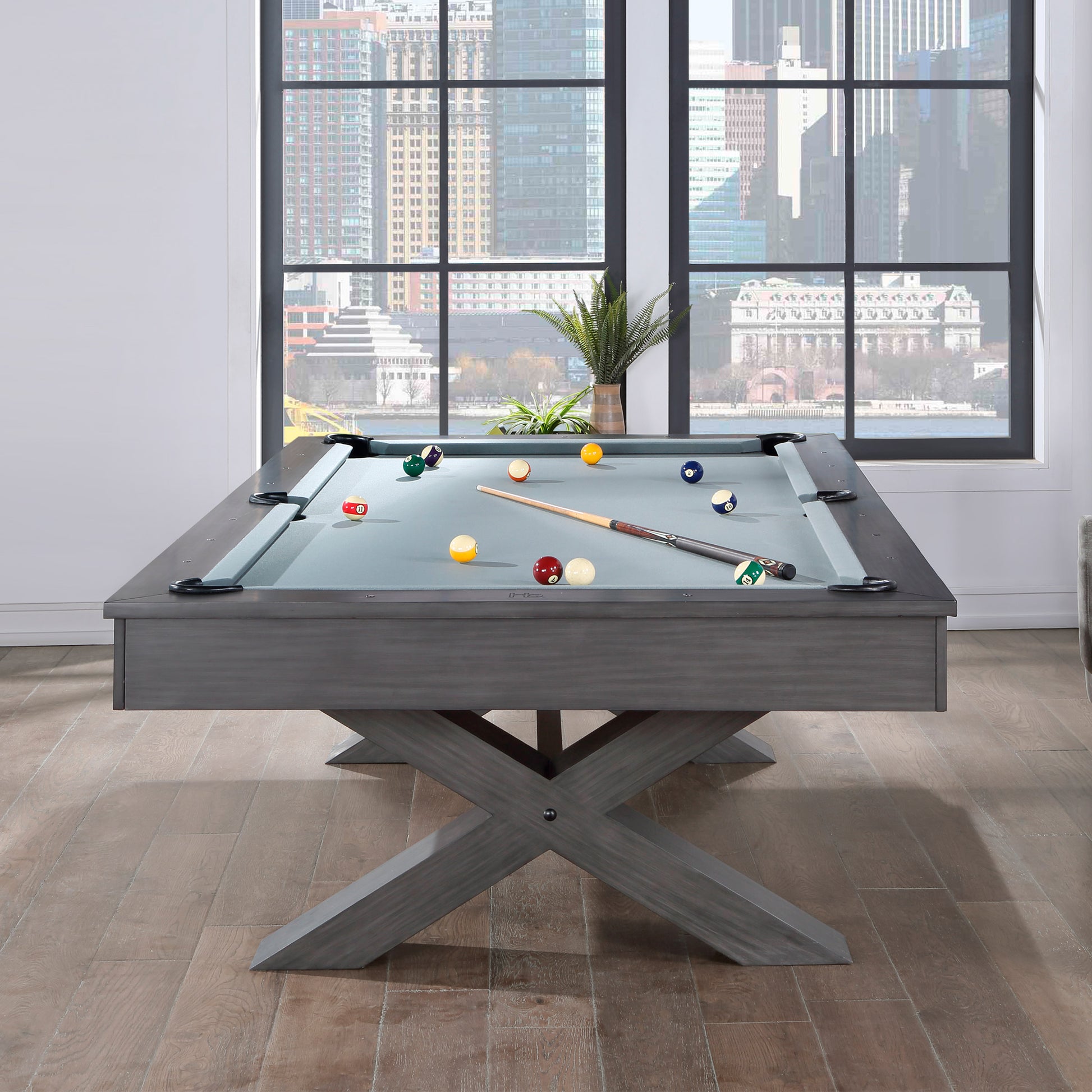 Modern Solid Wood 8 Ft Pool Table – Gray