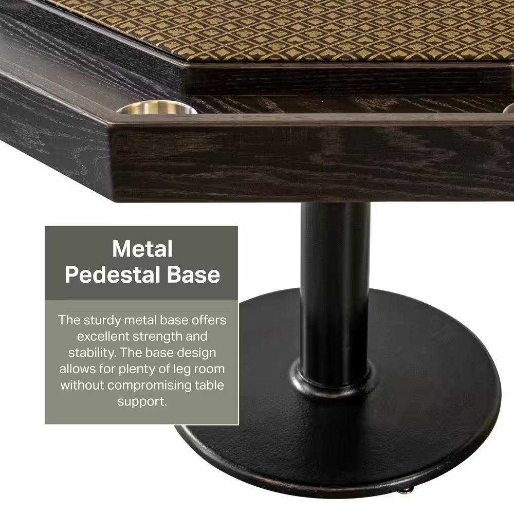 Handcrafted Solid Oak 8-Station Poker Table – Mocha