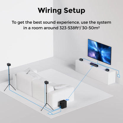 500W 7.1Ch Dolby Atmos Soundbar with Wireless Subwoofer & 4 Surround Speakers, Home Theater System with APP Control